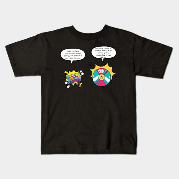 Cassette Vs CD Kids T-Shirt by Kishu